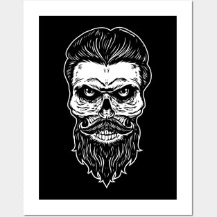 Skull with Beard Posters and Art